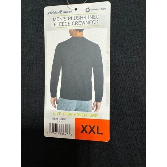 Eddie Bauer NWT Sz XXL Black Men's Plush-Lined Fleece Crewneck Pull On - Picture 2 of 12